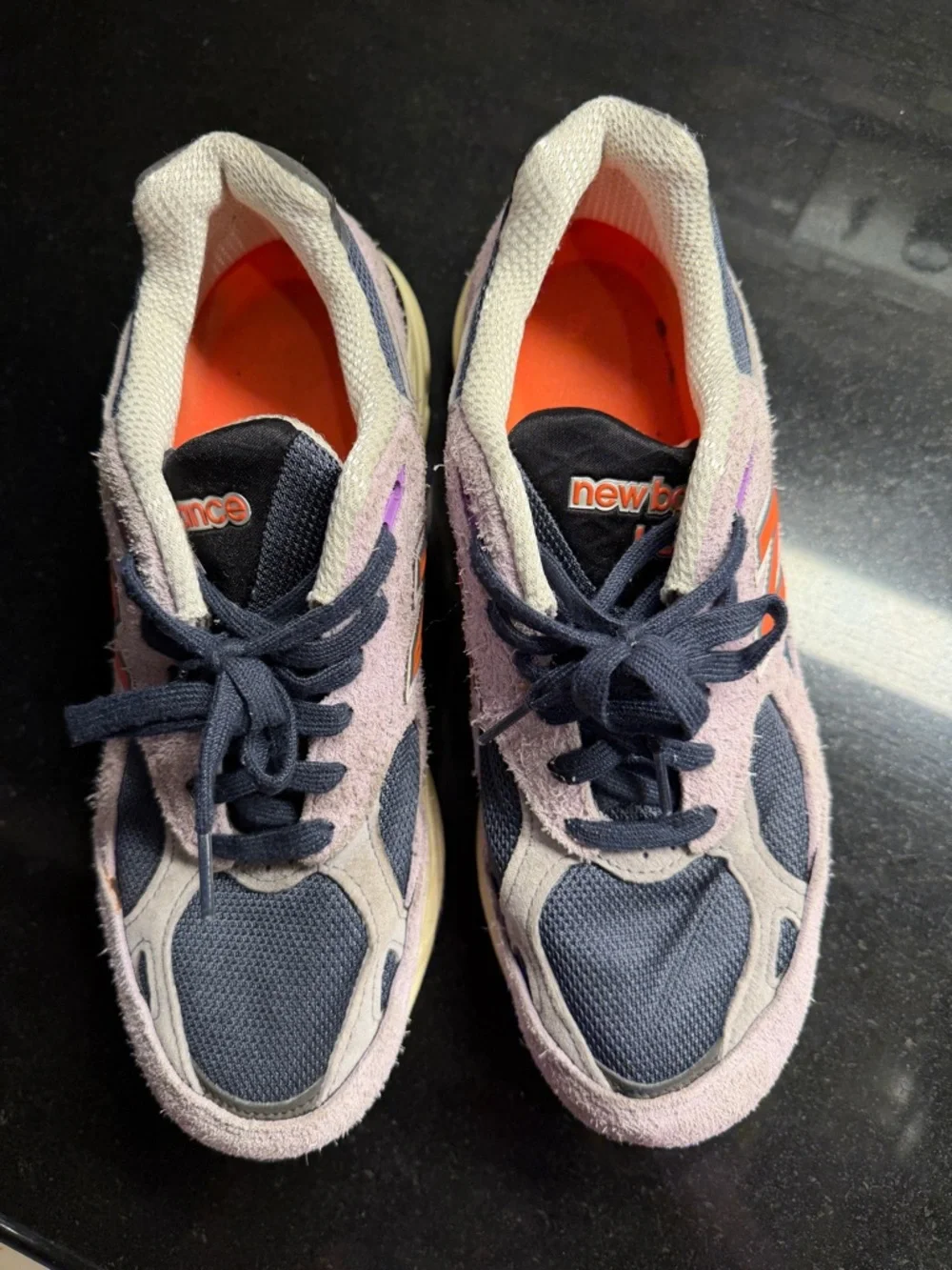 New Balance Lavender and Navy Retro Runner Sneakers